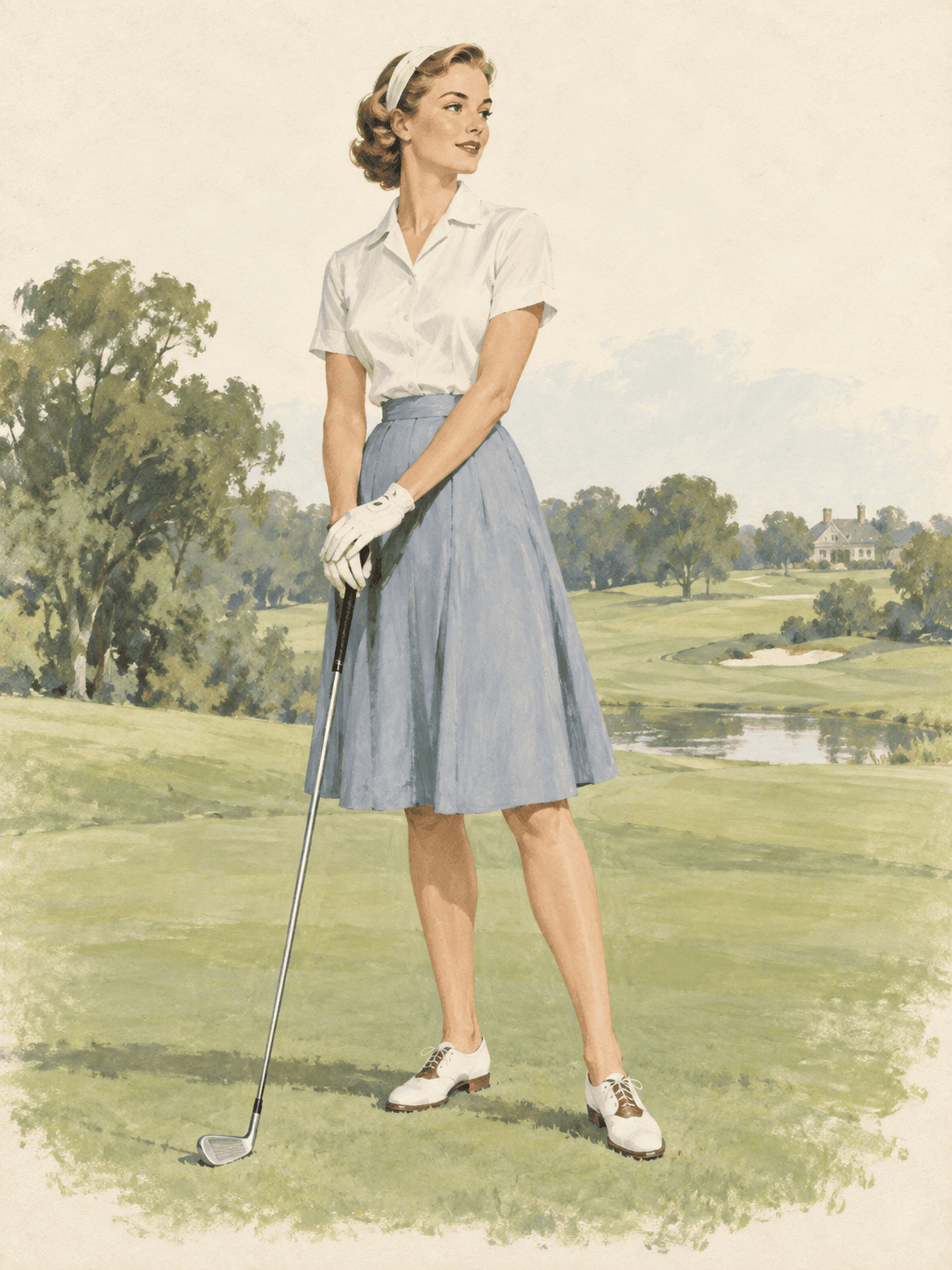 AI illustration of women’s golf clothing inspired by 1956