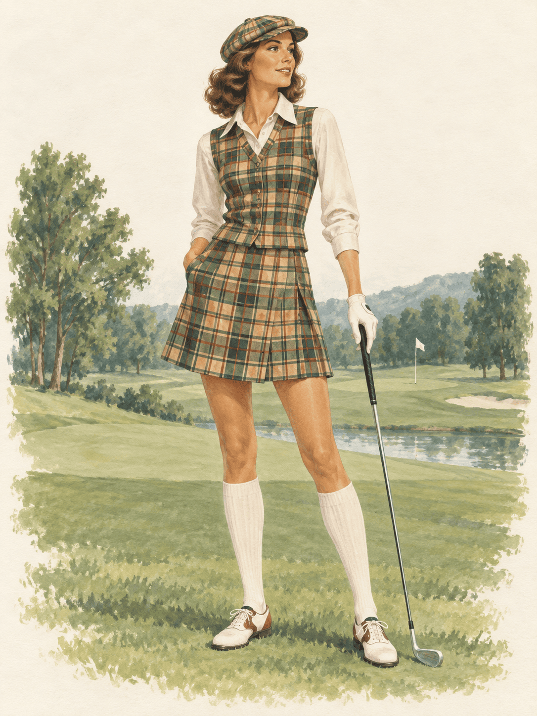 AI illustration of women’s golf clothing inspired by 1976