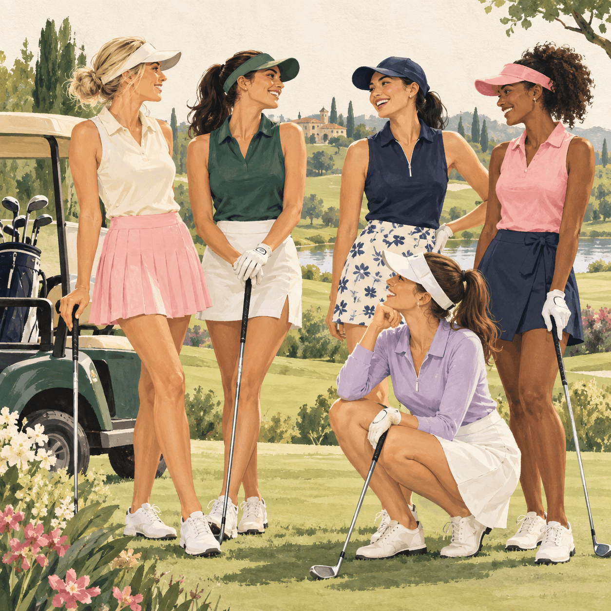 AI illustration: Women’s golf fashion